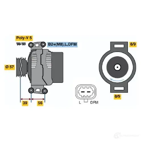 Генератор BOSCH OFK5W 305421 0124415025 KCB2 (>) 14V 55/100A изображение 0
