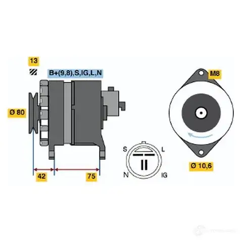 Генератор BOSCH 0986041781 4 178 TSUDK 332662 изображение 0