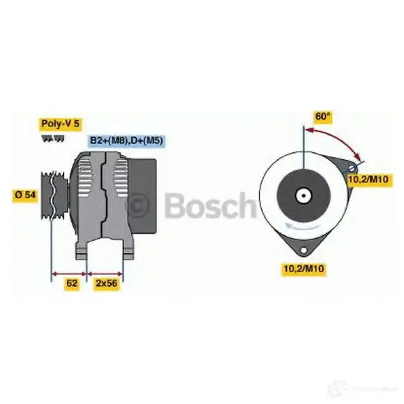 Генератор BOSCH 1SM3Q 0124225049 305273 GCB2 (>) 14V 70A изображение 6