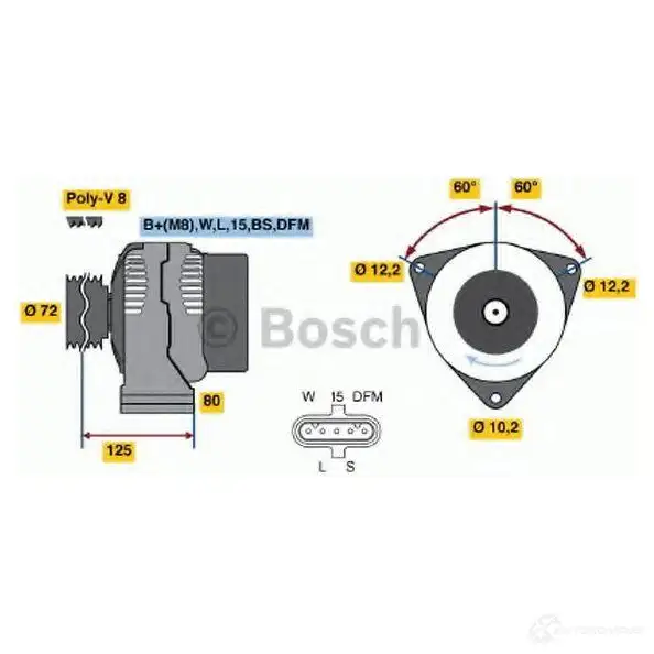 Генератор BOSCH 305602 0124555002 BX555002 NCB1 (>) 28V 35/80A изображение 6