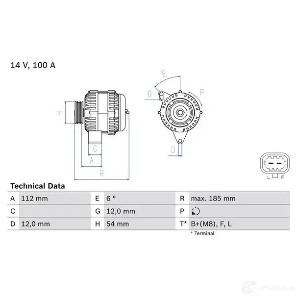 Генератор BOSCH 333503 834 5 IUQ8NV 0986083450 изображение 1