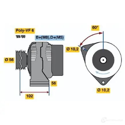 Генератор BOSCH D1AN6DL 4 166 332656 0986041660 изображение 0