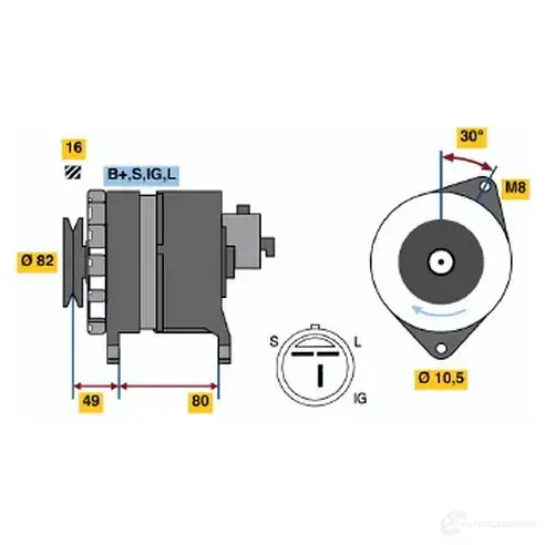 Генератор BOSCH 0986043121 8AN4E2 43 12 332785 изображение 0