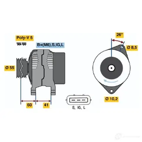 Генератор BOSCH UGUKF86 4 116 332611 0986041160