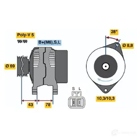 Генератор BOSCH 332859 16LLZ 0986044721 4 472 изображение 0