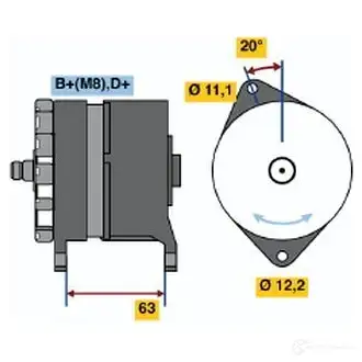 Генератор BOSCH 6HN8FZ 304770 N1 (-) 14V 37/85A 0120469646 изображение 0