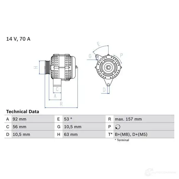 Генератор BOSCH 39 76 0986039760 6BUW0 332499 изображение 0