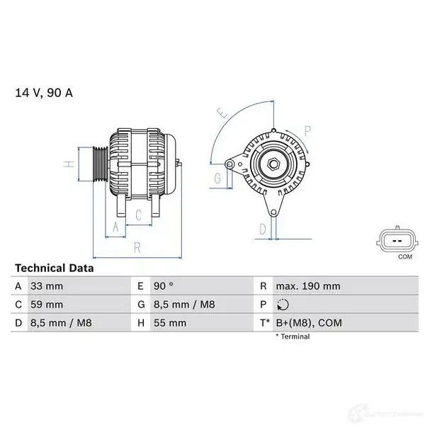 Генератор BOSCH 0986046440 333010 C9H1C6 4 644 изображение 2