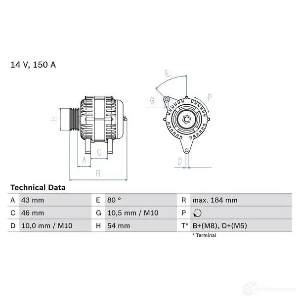 Генератор BOSCH 444 0 332828 XEGM6 0986044400 изображение 0