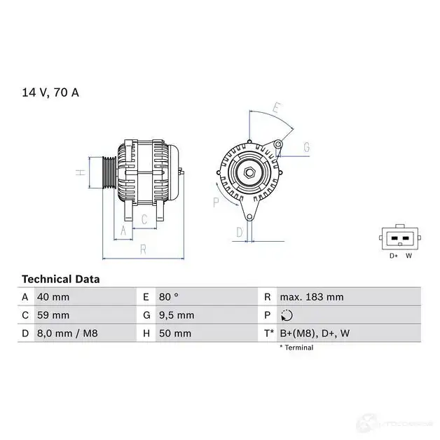 Генератор BOSCH FIBQ4 0986038070 332370 3 807 изображение 2