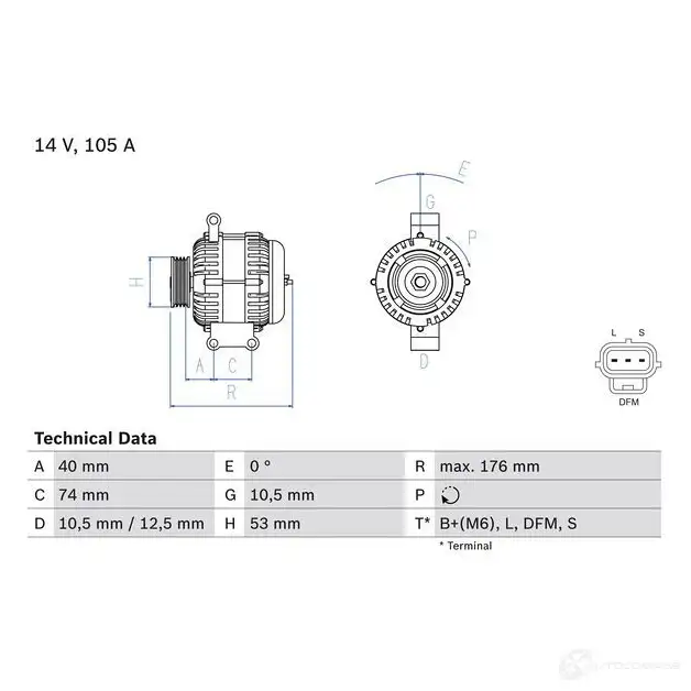 Генератор BOSCH 332757 427 9 0986042790 6Y9RJ - Изображение 1