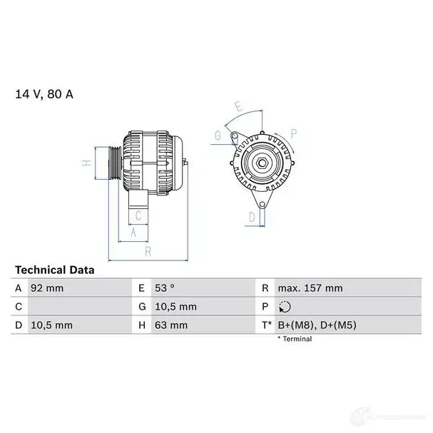 Генератор BOSCH 40 22 0986040220 EDYQO 332539 изображение 0