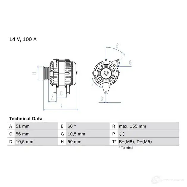 Генератор BOSCH 0986041330 PVJBR9Q 332627 413 3 изображение 0