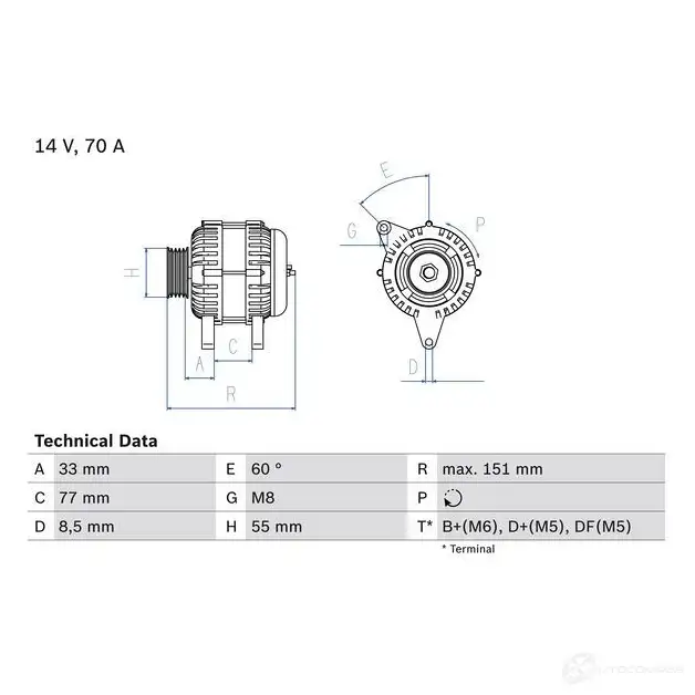 Генератор BOSCH TGDFJ 395 1 332482 0986039510 изображение 0