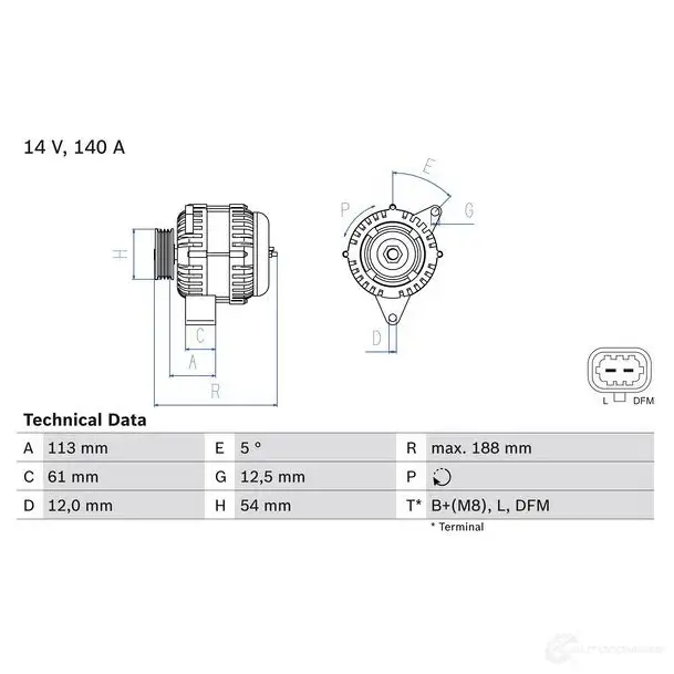 Генератор BOSCH 0986080380 1TVJ3 333273 8 038 - Изображение 1