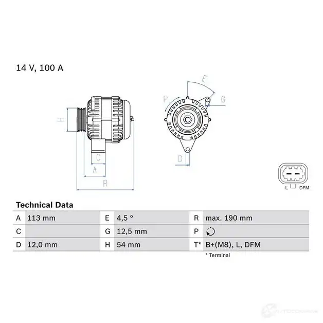 Генератор BOSCH 81 41 RJLPNX 333372 0986081410 изображение 2
