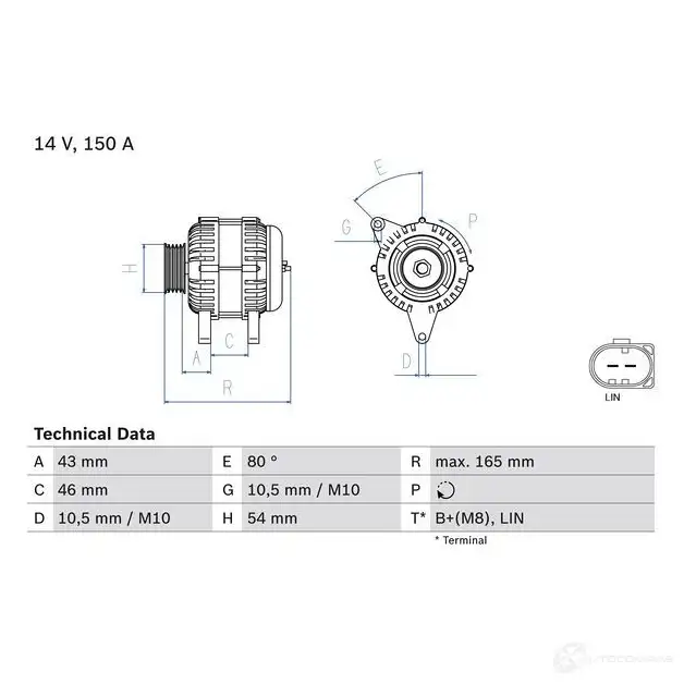 Генератор BOSCH 333350 NQL92 0986081190 811 9 изображение 2