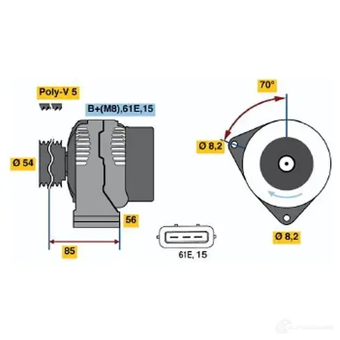 Генератор BOSCH 332496 NW00E 0986039730 3 973 изображение 0