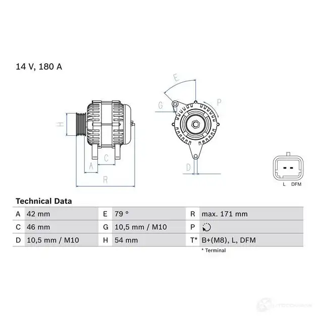 Генератор BOSCH 9U8W16O 80 66 333301 0986080660 - Изображение 1