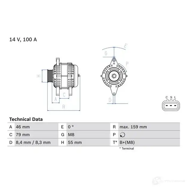 Генератор BOSCH 8 444 0986084440 ELM57J1 1425142187 изображение 0