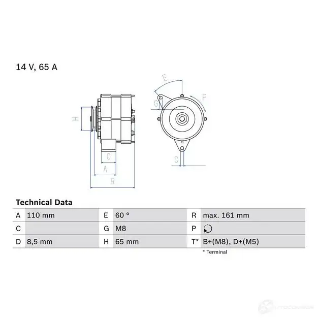 Генератор BOSCH 332141 0986034230 3 423 27MM2 изображение 0