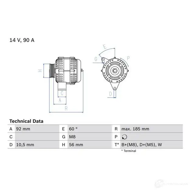 Генератор BOSCH EDPE170 0986040180 332534 4 018 изображение 0