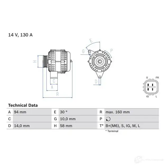Генератор BOSCH 4 922 333171 0986049221 FJ82E - Изображение 1