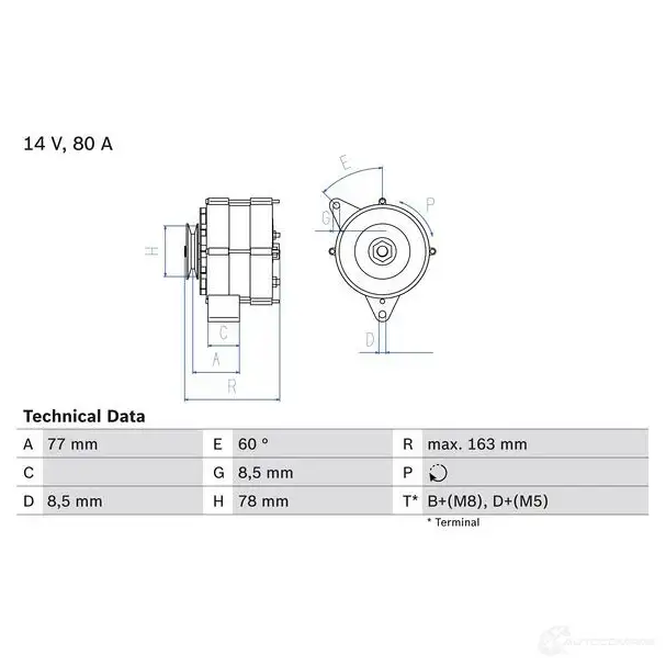 Генератор BOSCH 341 7 OLKVXH 332135 0986034170
