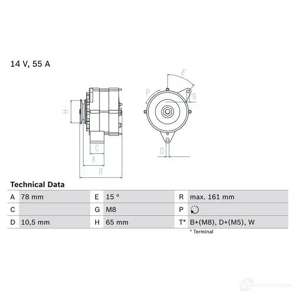 Генератор BOSCH 2OOUR 4 163 0986041630 332653 изображение 0