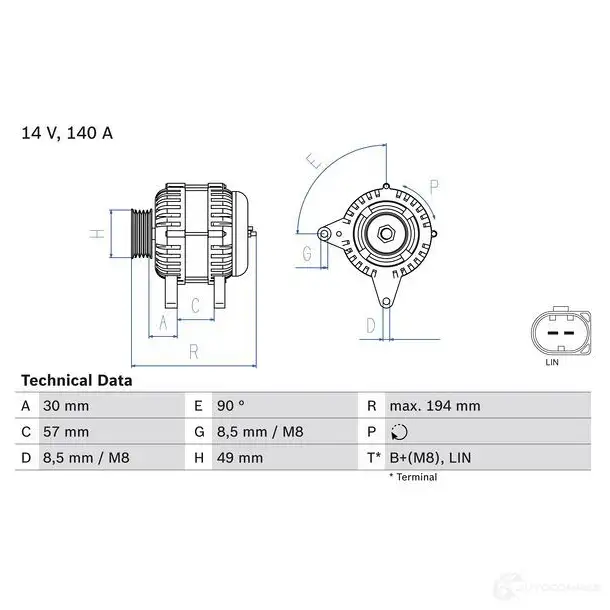 Генератор BOSCH 333481 831 7 7NV2K5W 0986083170 изображение 2