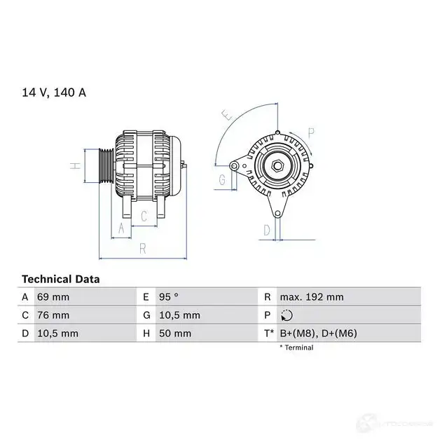 Генератор BOSCH 39 00 332446 0986039000 78V44S изображение 0