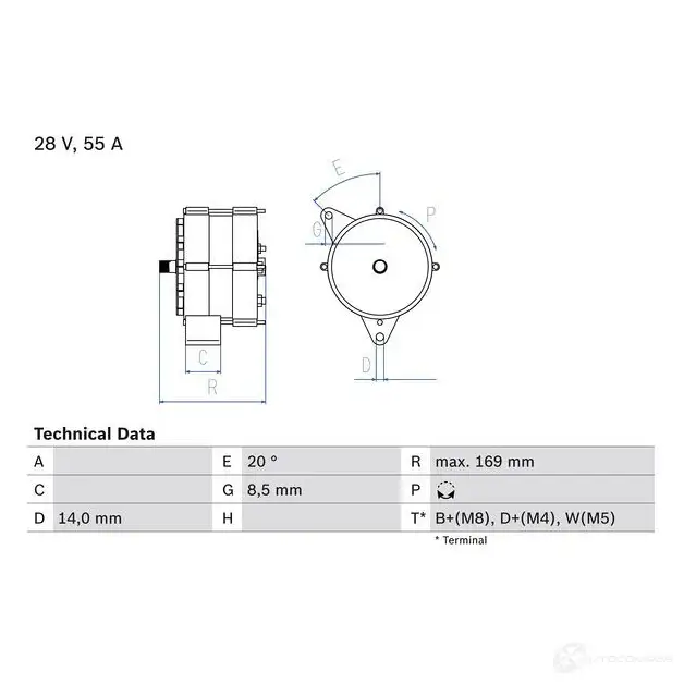 Генератор BOSCH JE33N6R 332155 0986034370 3 437