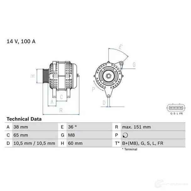 Генератор BOSCH EX1P5 333231 49 94 0986049940 - Изображение 1