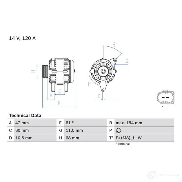 Генератор BOSCH 44 89 0986044890 332871 FJY8YP - Изображение 1