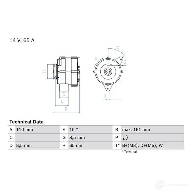 Генератор BOSCH R5LAWLU 345 6 0986034560 332169