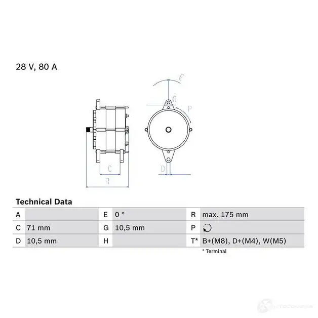 Генератор BOSCH 0986039340 332468 6XFFL3E 3 934 изображение 0