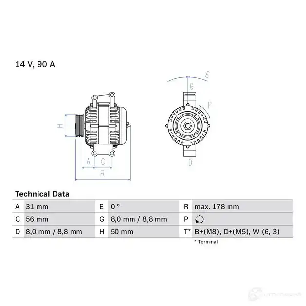 Генератор BOSCH 4 252 0986042520 332730 VHPTSJG