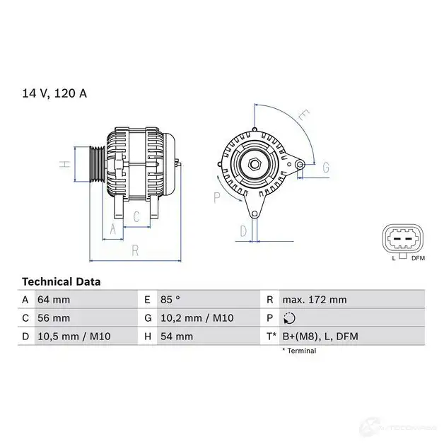 Генератор BOSCH 6Z2TIWM 0986049990 49 99 333236 - Изображение 1