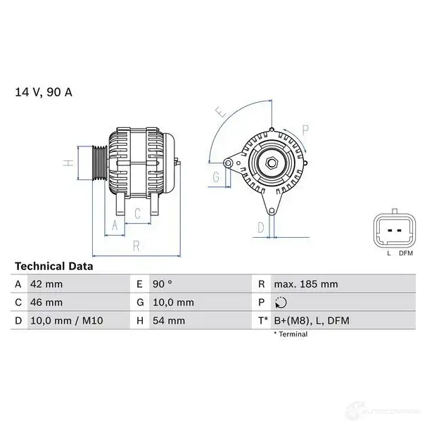 Генератор BOSCH 333254 8 019 C1F7T 0986080190 изображение 0