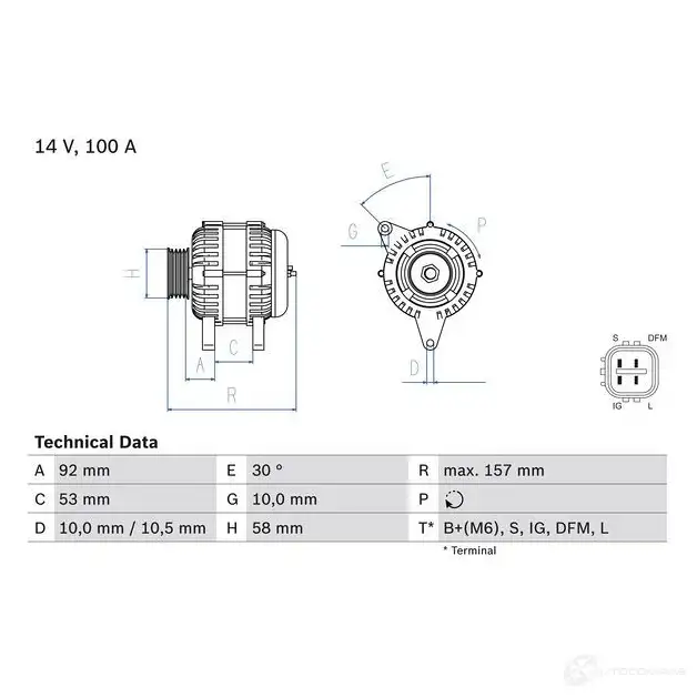 Генератор BOSCH 0986082030 333399 VQOW7 82 03 изображение 0