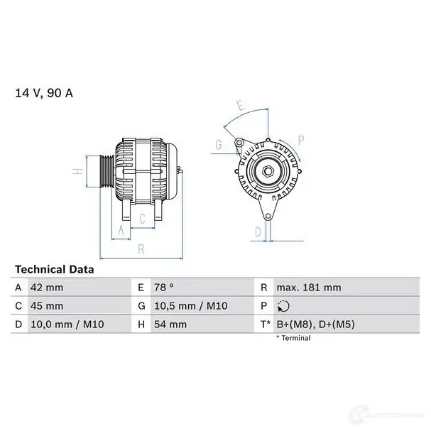 Генератор BOSCH R4R7G 420 9 332693 0986042091 изображение 0