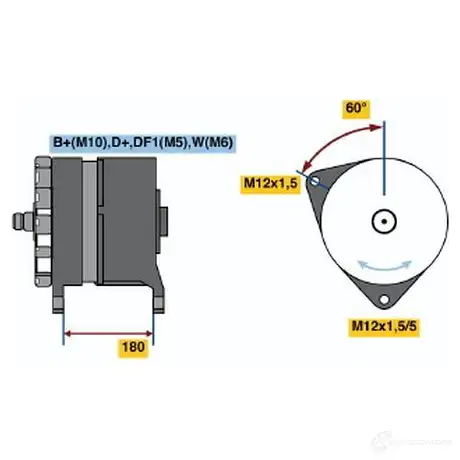 Генератор BOSCH 304975 0120689547 JU07UC T1 (RL) 28V 110/180A