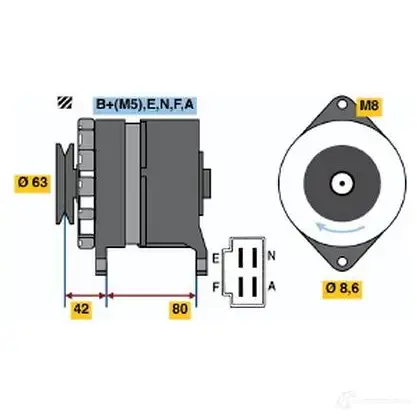 Генератор BOSCH 0986032451 32 45 332045 8GEKN
