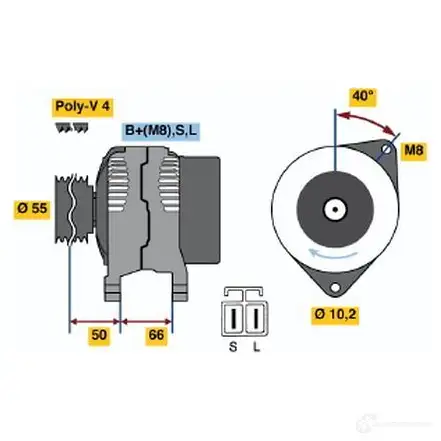 Генератор BOSCH 332589 JS44KE 0986040900 40 90