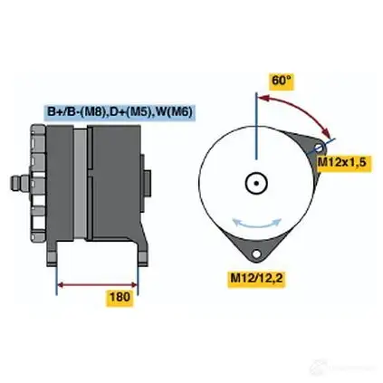 Генератор BOSCH 0120689506 8NFHK1 1423135509 T1 (RL) 28V 55/110A изображение 0