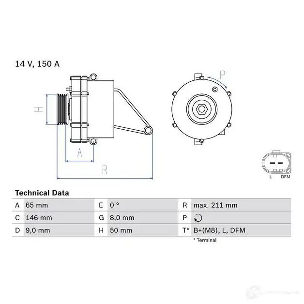 Генератор BOSCH XKD57TD 4 176 0986041760 332660 изображение 0