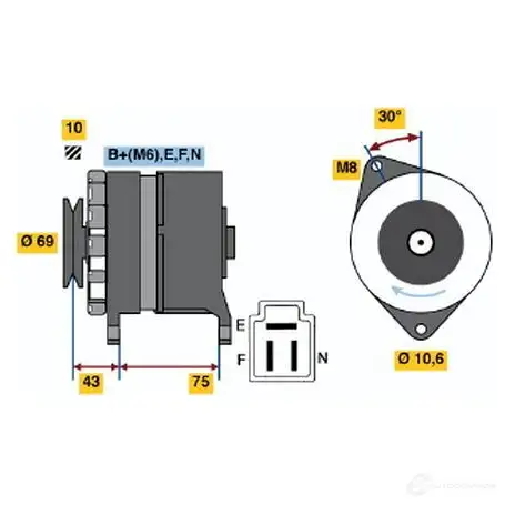 Генератор BOSCH 332046 32 59 0986032591 FYDFN3 изображение 0