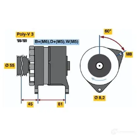 Генератор BOSCH S3PH8B 332251 0986036071 36 07