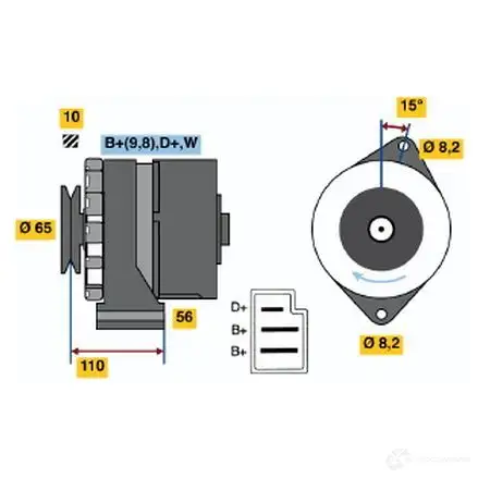 Генератор BOSCH 3 335 RHUKQ 0986033350 332083 изображение 0