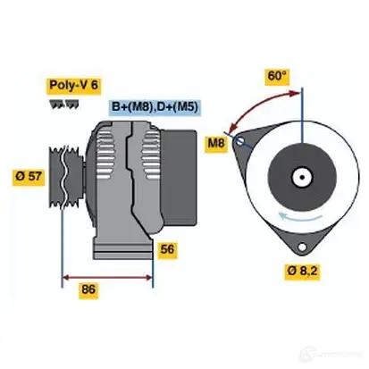 Генератор BOSCH 0123320030 KC (R) 14V 50/90A 305121 I3LSWJC